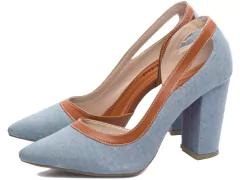 Sapato boneca jeans Azul e Napa Caramelo; TCL-9200-107A na internet