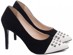 Sapato Scarpin Nobuck Preto e Napa Off White; TCL-SC019A na internet
