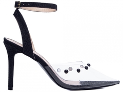 Imagem do Sapato Scarpin Glitter Preto e Vinil Transparente; TCL-SC029B