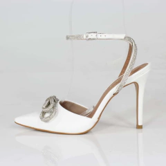 SCARPIN SALTO ALTO INSPIRED BRANCO COM LAÇO STRASS (DELICADO) SF-BRS3013