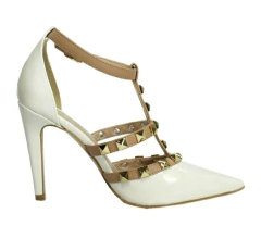 Scarpin Salto Alto Valentino Off White e Nude SF-BRS3010