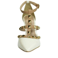 Scarpin Salto Alto Valentino Off White e Nude SF-BRS3010 - Menina Refinada