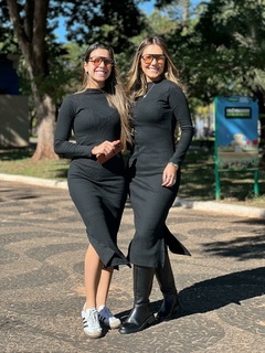 Vestido Canelado /manga comprida na internet