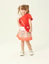 CONJUNTO BLUSA SAIA SHORTS E BOLSA URSINHO LOVE