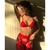 CONJUNTO DE TUL CORPIÑO TANGA ROJO