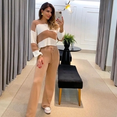 Calça wide leg tricô - comprar online