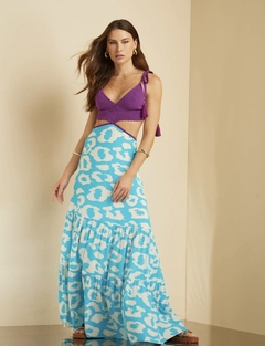 Vestido estampa print turquesa