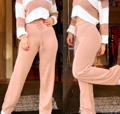 Calça wide leg tricô