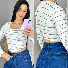 CROPPED CANELADO BIQUINHO MANGA LONGA