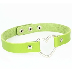 Choker Gargantilha de Couro Coração - 18 Cores - Kawaii Ghosty
