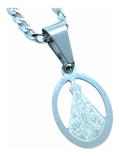 Corrente com Medalha Nossa Senhora Aparecida Inox