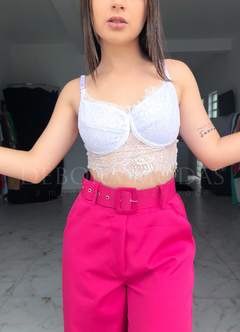 Cropped de renda branco