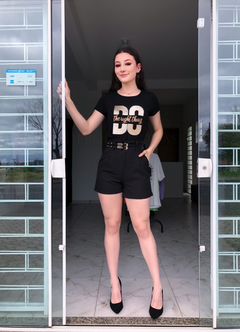 Shorts cinto duplo preto