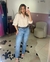 CALÇA JEANS RETA COM LENÇO TIGRADO - Allure Closet