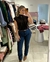 CALÇA JEANS RETA ESCURA COM CINTO - Allure Closet