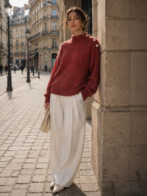 LOF3 - Sweater mediapolera botones diamantes