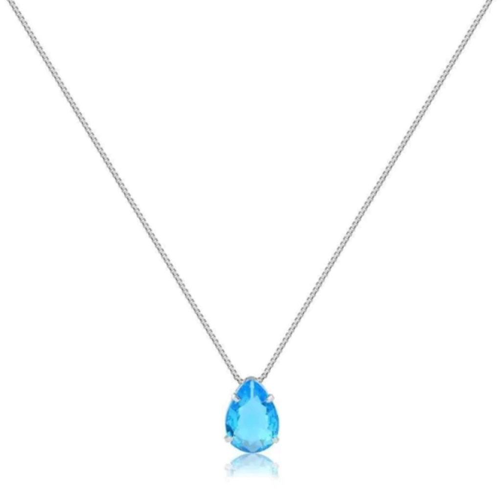 Colar gota Azul claro em prata925