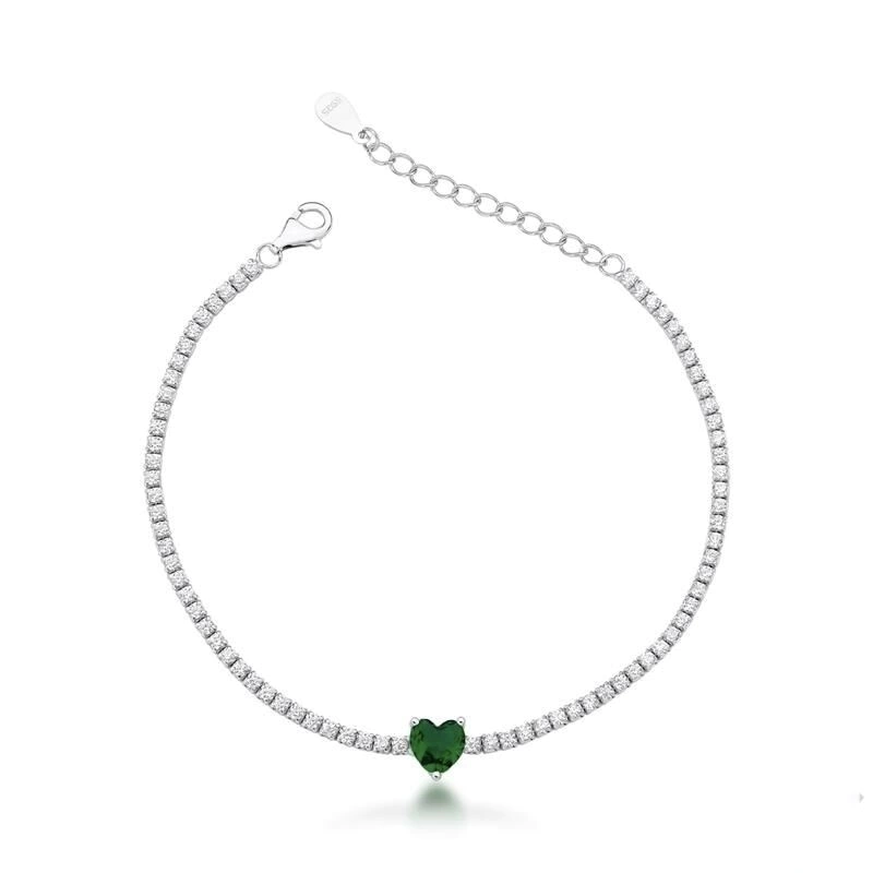 Pulseira Rivieira verde em prata925