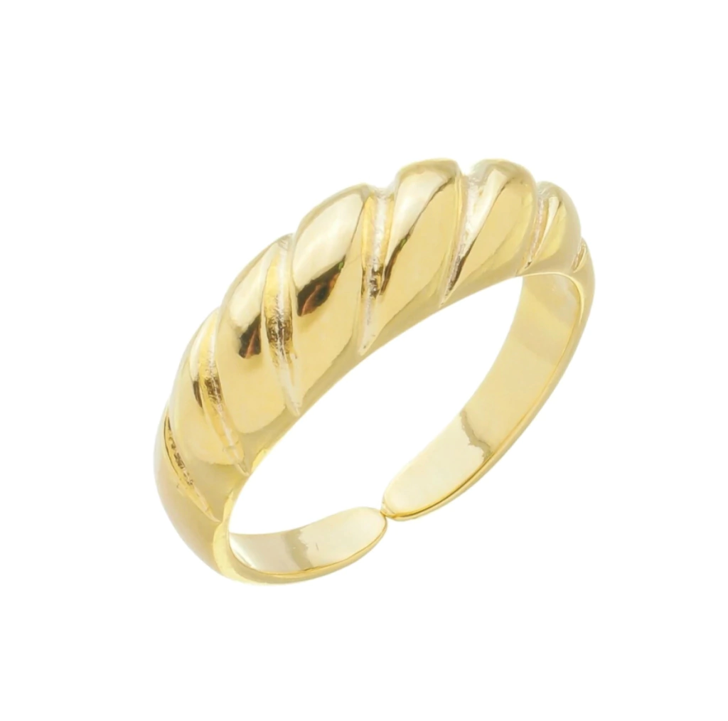 Anel Croissant regulável Banhado a Ouro 18k