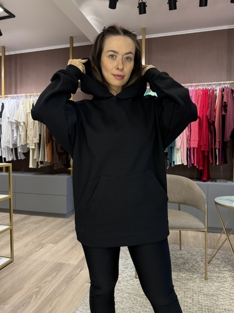 Blusa Moletom com Capuz Preto - comprar online