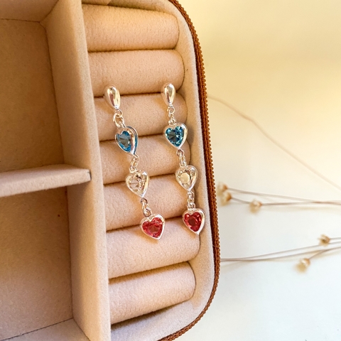 Ref 251 Brinco corações color - semijoia folheado a prata