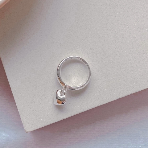 ref 153 anel coração pendulo T. 19 - semijoia prata