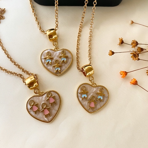 ref 98 Colar com placa 3 filhos - verniz italiano ouro ou ródio - comprar online