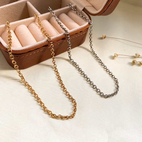 ref 222 colar elo português 2mm - verniz italiano ouro ou ródio