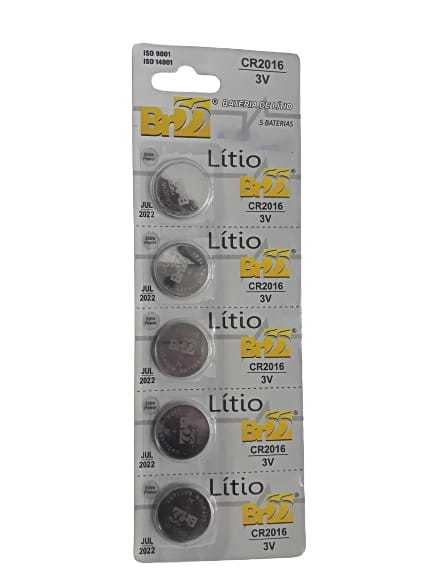 Bateria Botão Cr2016 3v Lithium Cartela Com 5 Und