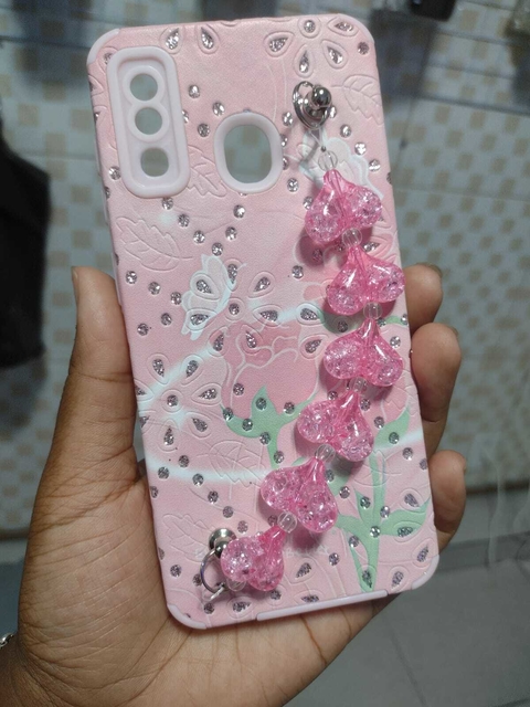 Capinha com Brilhos + Correntinha de Corações Samsung Galaxy A20 / A30