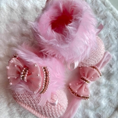Kit Botinha Tricot E Faixinha Luxo na internet
