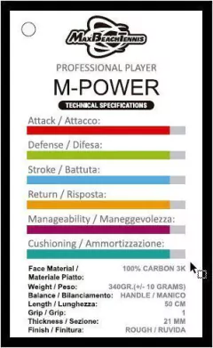 RAQUETE BEACH TENNIS MBT M-POWER (MODELO 2021) - comprar online