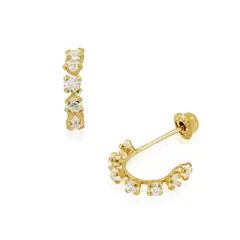 BROQUEL MEDIO ARO CON ZIRCONIA ORO 10KT - LA MARQUESITA JOYERIA