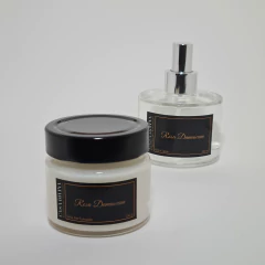 KIT DUO - VELA PERFUMADA 150G + HOME SPRAY 240ML - ROSA DAMASCENA na internet