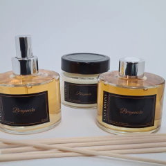 KIT TRIO - VELA PERFUMADA 150G + DIFUSOR DE AMBIENTE 240ML + HOME SPRAY 240ML - BERGAMOTA - comprar online