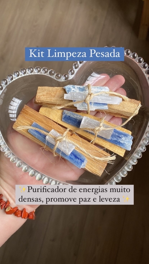 Kit Limpeza Pesada - Cianita Azul, Selenita e Palo Santo