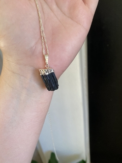 Pingente Turmalina Negra com Banho - Proteção Extrema e Segurança