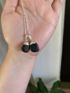 Pingente Obsidiana Negra com Banho - Proteção e Autoconhecimento