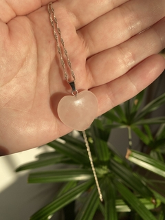 Pingente Quartzo Rosa Coração - Amor Próprio, Incondicional e Paz Interior - Amozen