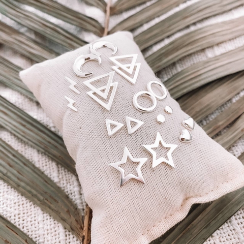 Brinco Triângulo Duplo - Prata 925