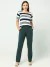 Conjunto de malha com blusa listrada e calça lisa - comprar online
