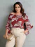 Blusa de tecido estampada e manga com babado - loja online