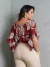 Blusa de tecido estampada e manga com babado - Adeluci