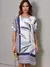 Vestido de tecido estampado, manga curta, decote redondo - comprar online