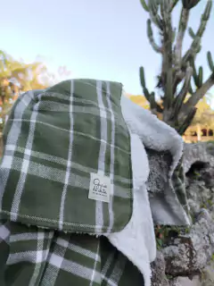 Manta em flanela xadrez verde - loja online