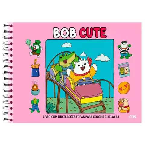 LIVRO COLORIR BOB CUTE ROSA ESPIRAL CAPA DURA 50PG.