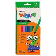 LÁPIS DE COR SEXTAVADO 12 CORES RECICLADO WAVE BAZZE
