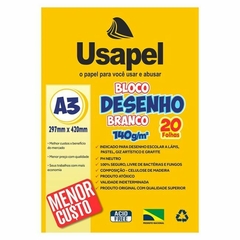 BLOCO DESENHO A3 140G USAPEL BRANCO C/20FLS