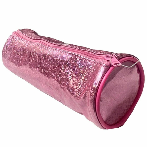 ESTOJO VINI 1ZÍPER CILÍNDRICO HOLOGRÁFICO PINK