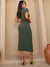 Vestido Canelado Midi Manga Curta Laura - loja online